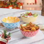 6pcs Colorful Kitchen Ceramic Serving Bowls - Cute Deep Bowl Set for Snacks, Desserts, Rice, Soup, Cereal, Ramen - Microwave and Dishwasher Safe - Ideal for Housewarming and Parties Gift -Christmas Halloween