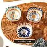 6pcs Bohemian Ceramic Bowl Set - Hand-painted Retro Underglaze Craft, Dishwasher and Microwave Safe - Suitable for Home Kitchen and Restaurant Use and