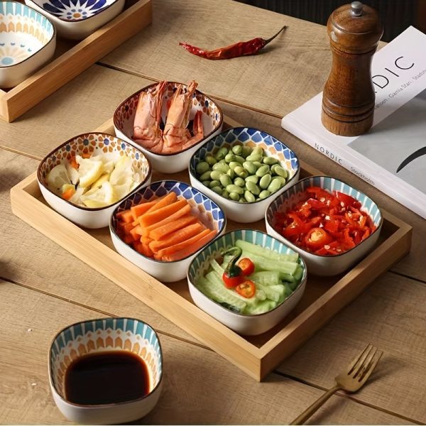 6pcs Bohemian Ceramic Bowl Set - Hand-painted Retro Underglaze Craft, Dishwasher and Microwave Safe - Suitable for Home Kitchen and Restaurant Use and