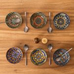 Cereal Bowls Set Of 6, Bohemian Soup Bowls, Colorful Ceramic Serving Bowls for Kitchen, Breakfast, Boho Decorative Bowls, Microwave Oven Safe Bowls for Salad, Pasta, Oatmeal, Kitchen Gadgets