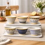 5 Inch Ceramic Bowls Set Of 6, Mixed Pattern Dessert Ice Cream Soup Cereal Snack Rice Chili Salsa Bowls, Microwave & Dishwasher Safe, Lead-Free Tableware
