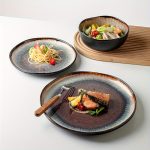 Ceramic plates with gradually changing glaze and tableware, irregular ceramic plates, European and American retro ceramic plates, main course plates, Western cuisine, steak, pasta plates
